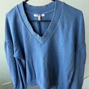 Derek Lam V-Neck Pullover Sweater in Dusty Blue
